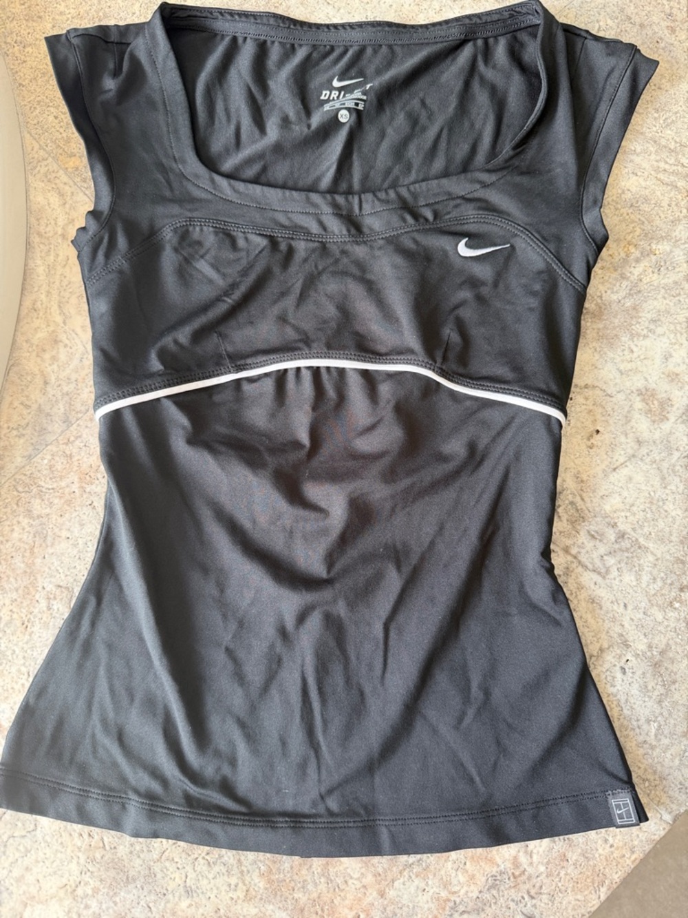 Nike Black Dri-FIT Scoop Sports Tank with White Trim